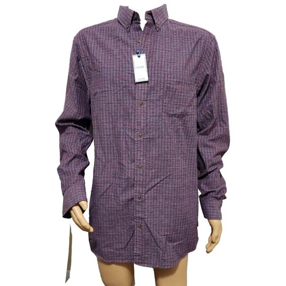 Rowm Other - Rowm Mens Long Sleeve Button-Down Shirt Red/Blue Checkered size LT
